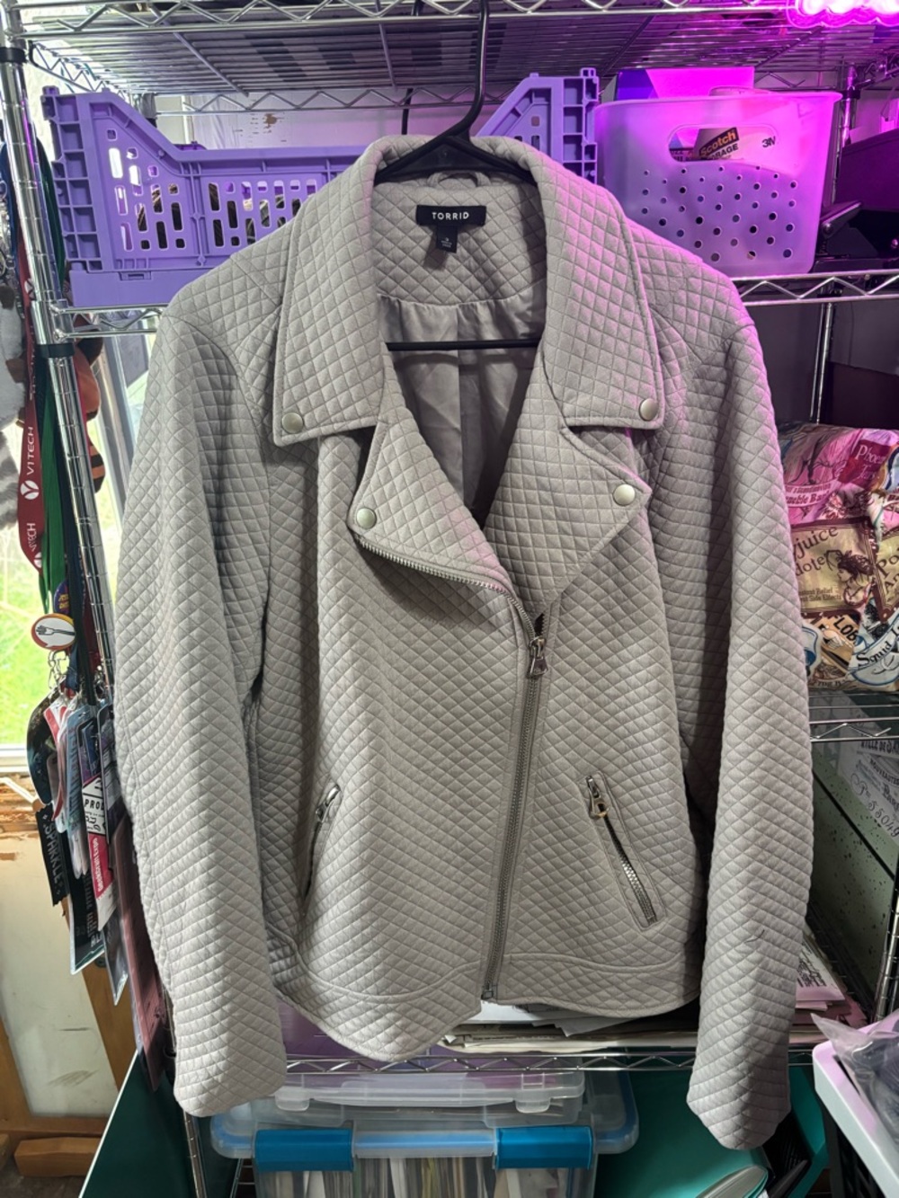 torrid Quilted Light Gray Moto-Style Jacket